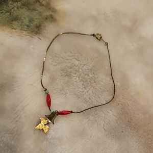 Leaf Bracelet with Red Beads